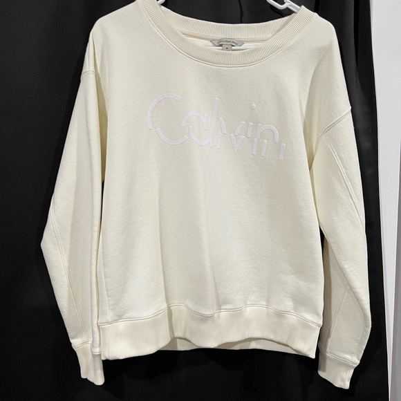 Calvin Klein Jeans Tops - Calvin Klein Jeans Cream Fleece Crewneck